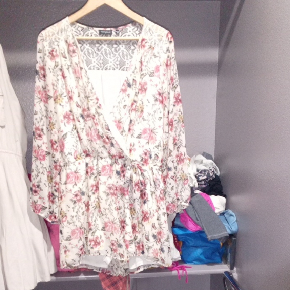 Tempted Floral Jumpsuit - Pink and White